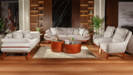 كنب دئري نضام تركي Linen woody fabric ‍Sofa